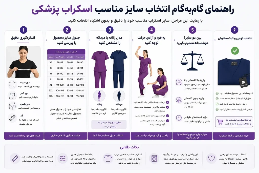 راهنمای انتخاب سایز مناسب اسکراب پزشکی